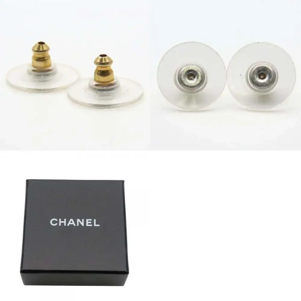 CHANEL Green Logo Earrings